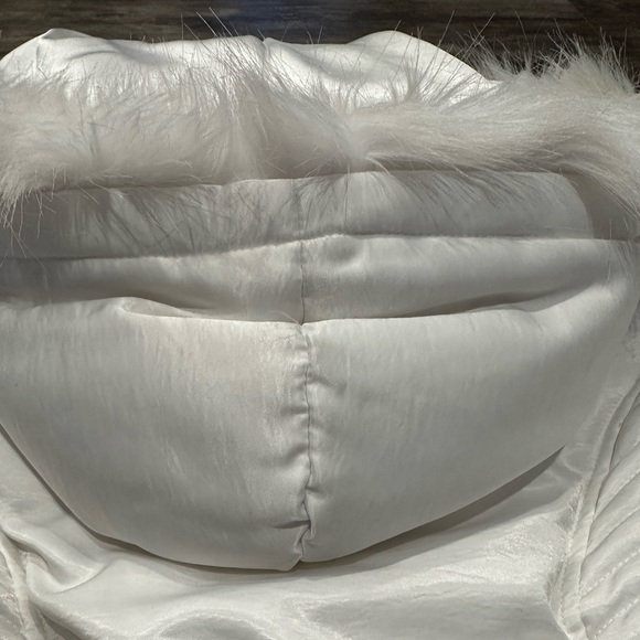 Bebe White Silk Winter Jacket with Lace-Up Back - Picture 9 of 11